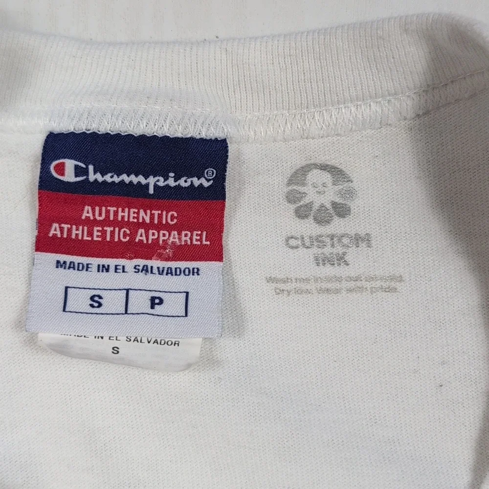 Champion White Graphic T-Shirt Small ONECON Earth World Graphic Faith Based Tee - Picture 6 of 12
